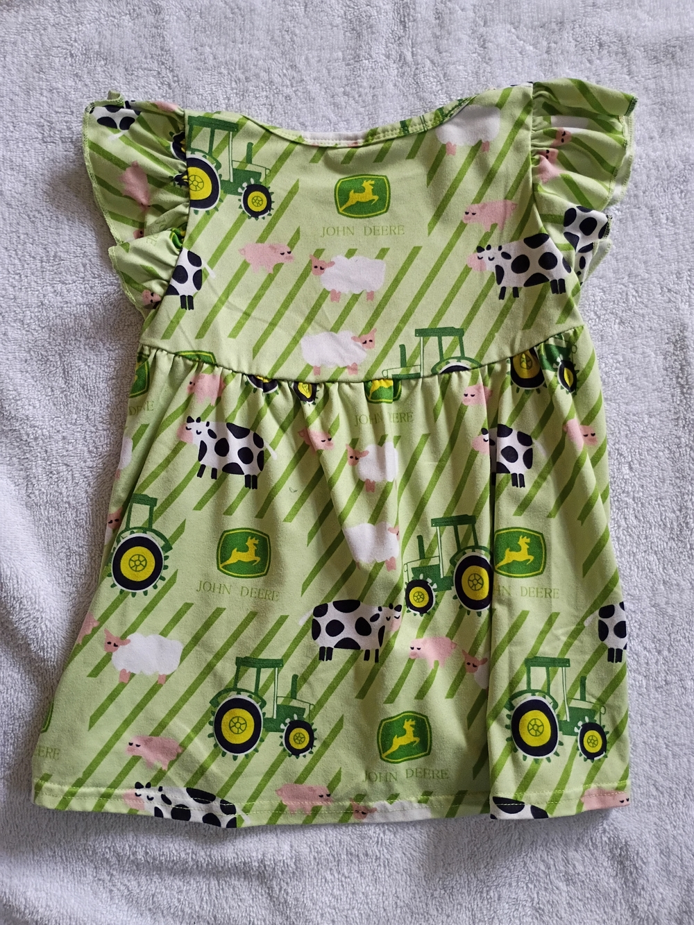 John Deere Lime Green Farm Animal & Tractor Sundress - Picture 2 of 3